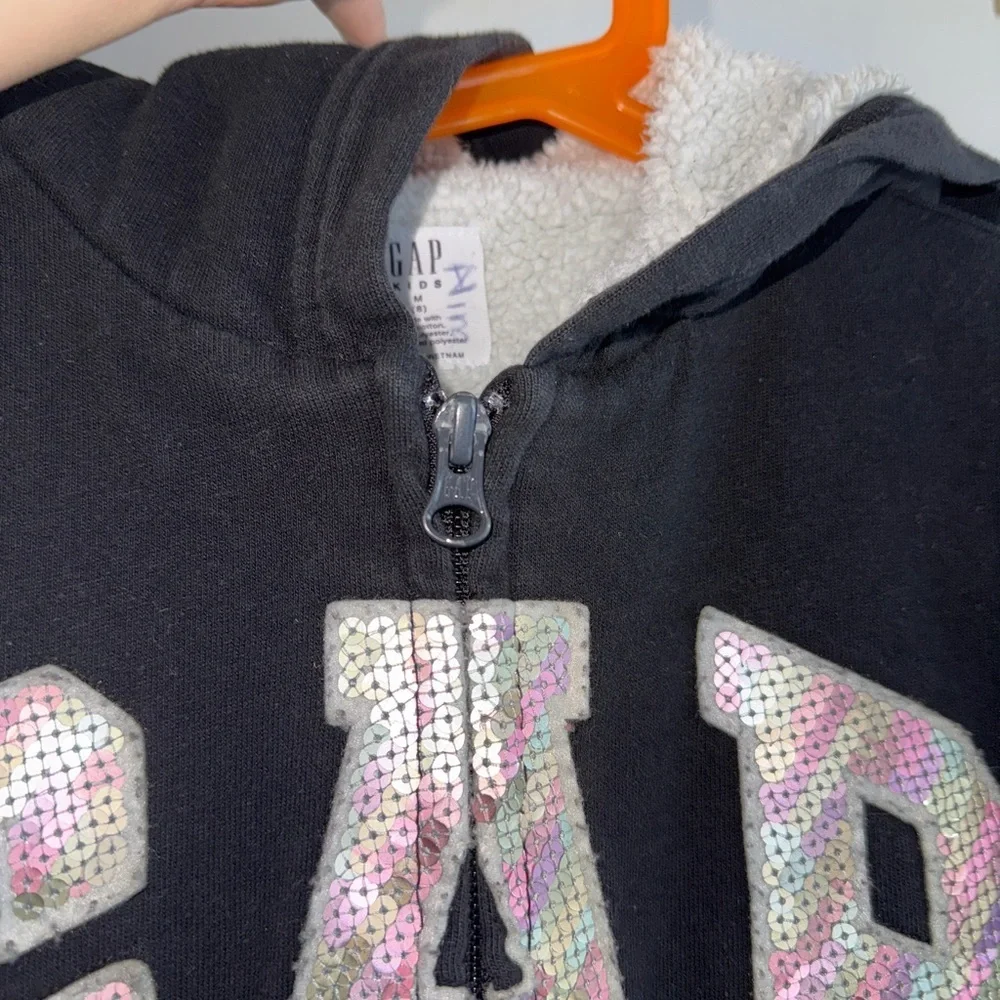 2/$15 GAP Kids Black Hoodie with Iridescent Logo